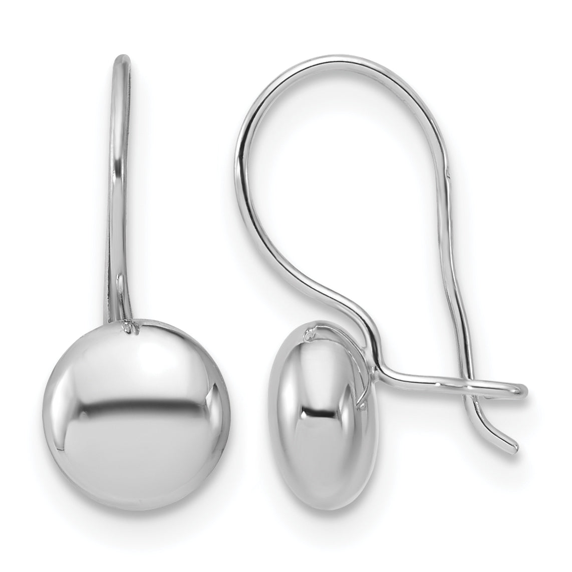Leslie's Gold Polished Bead Drop Earrings - 14k White Gold