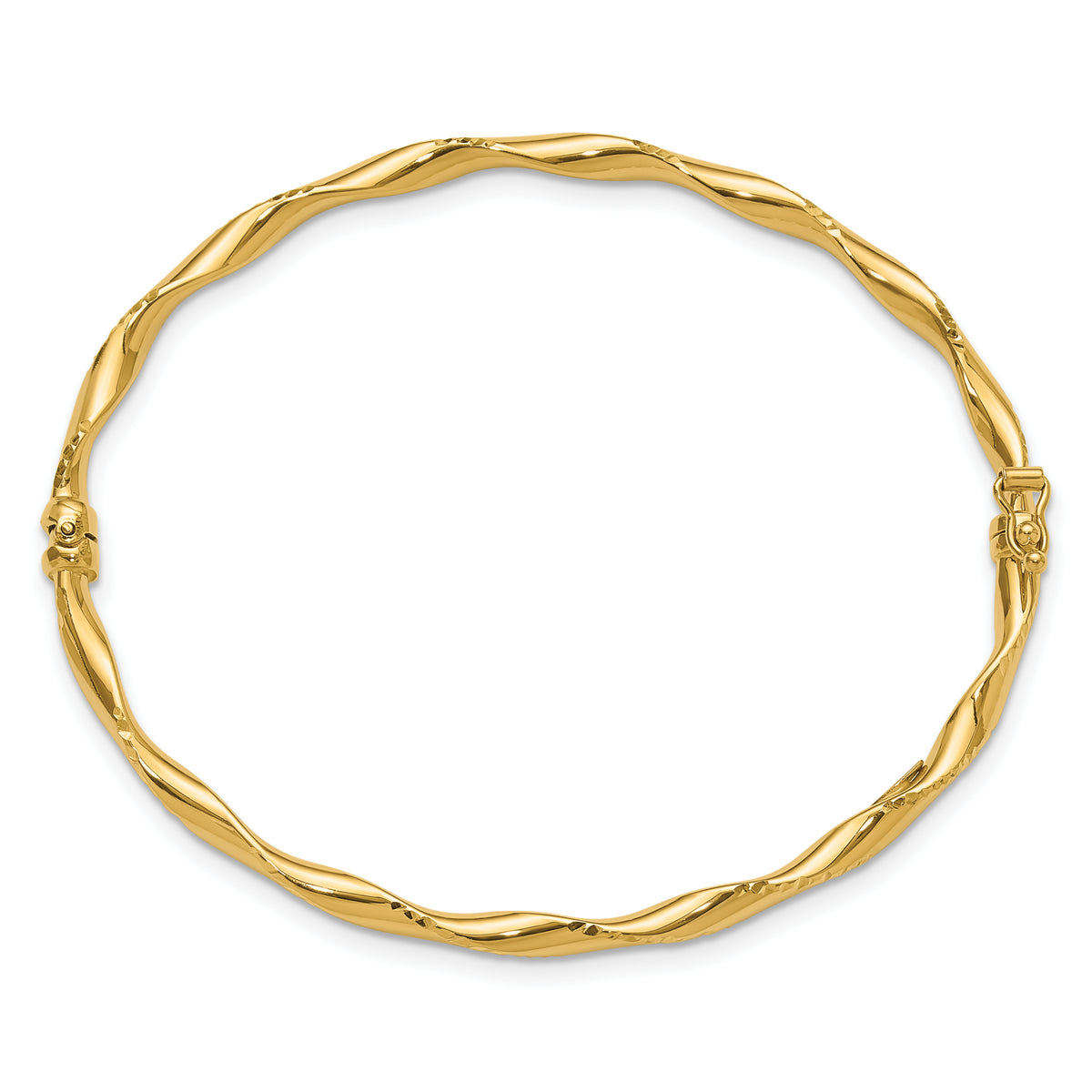 Hinged Bangle - 14k Yellow Gold / Polished Diamond-cut