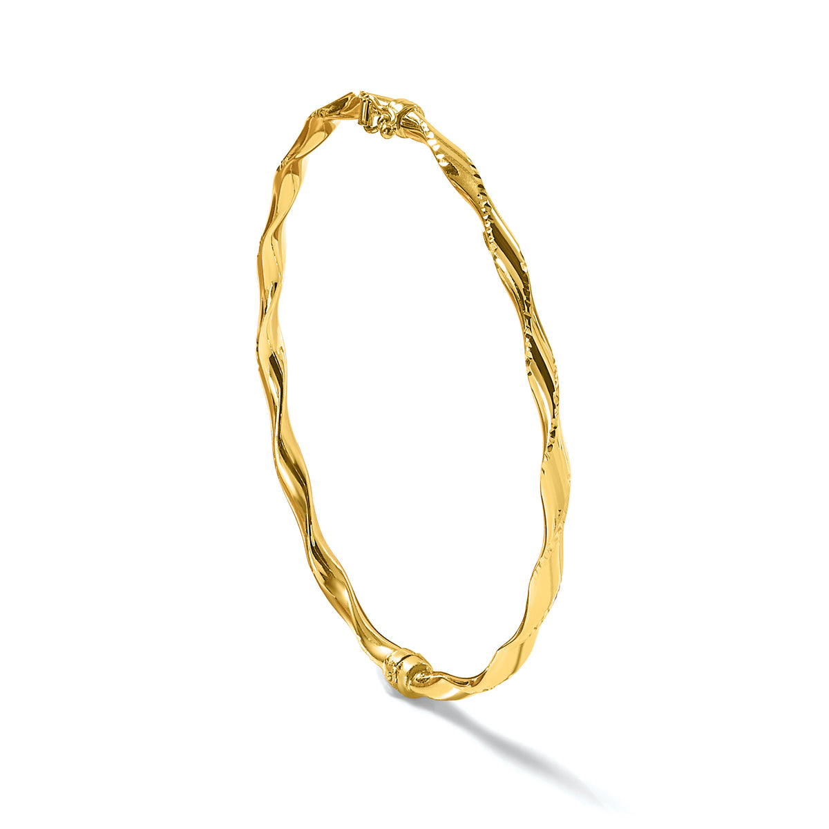 Hinged Bangle - 14k Yellow Gold / Polished Diamond-cut
