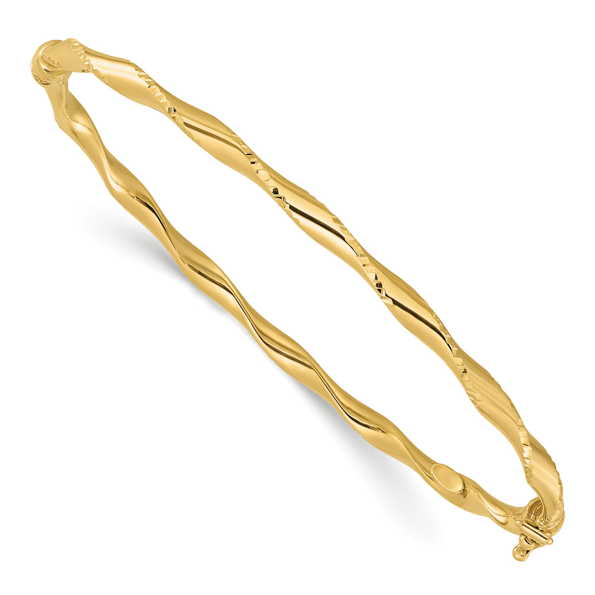Hinged Bangle - 14k Yellow Gold / Polished Diamond-cut
