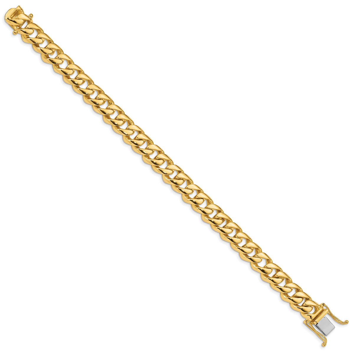 14K 8 inch 9.6mm Hand Polished Rounded Curb Link Bracelet