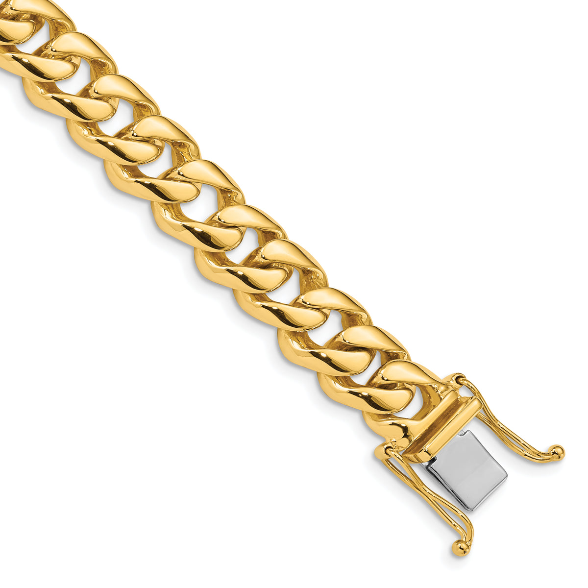 14K 8 inch 9.6mm Hand Polished Rounded Curb Link Bracelet
