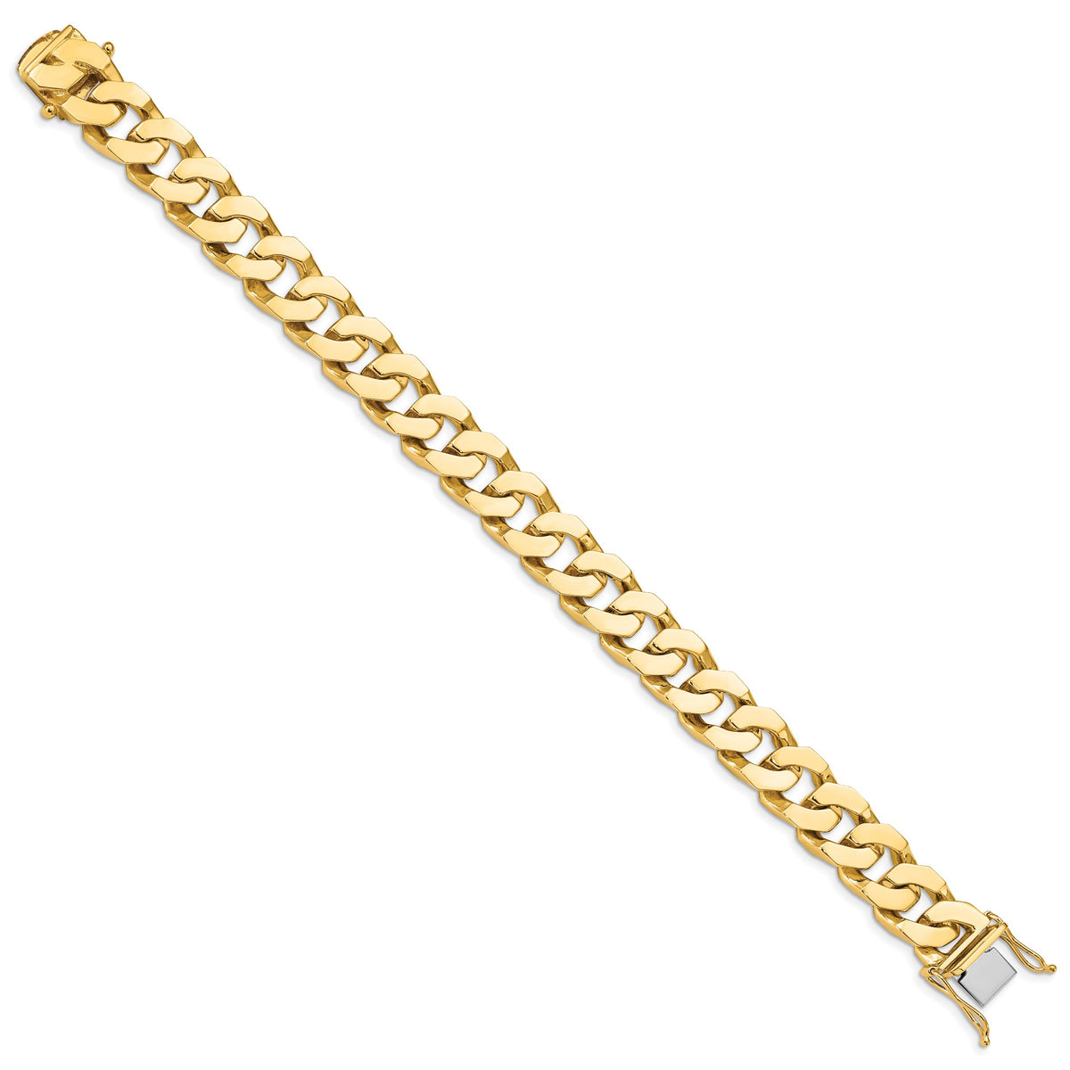 14k Yellow Gold 8 inch 11.6mm Hand Polished Fancy Link Bracelet, view 2