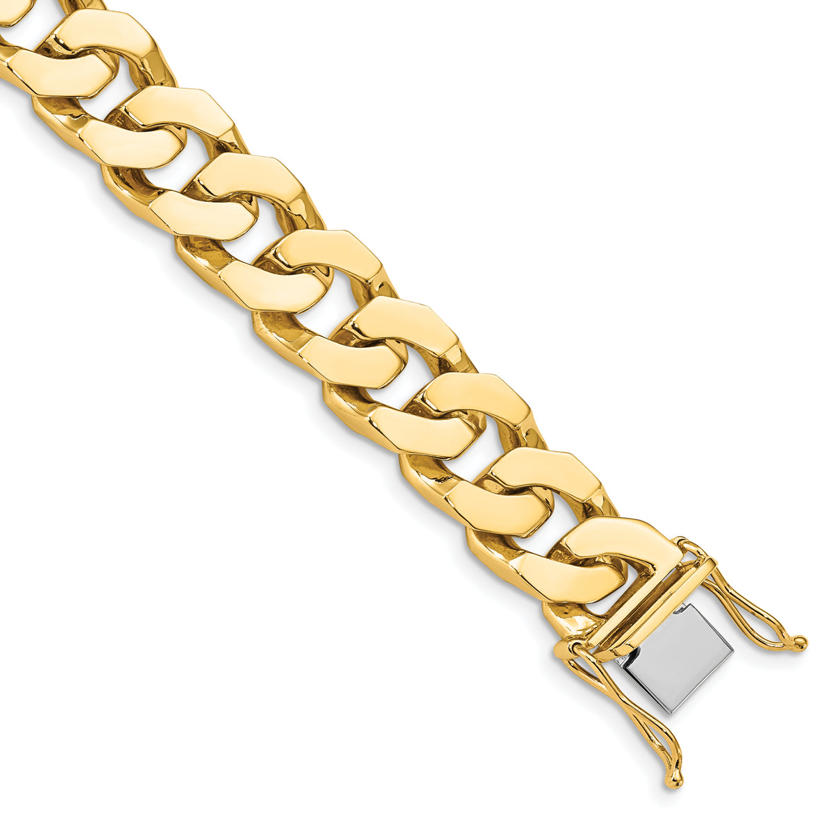 14k Yellow Gold 8 inch 11.6mm Hand Polished Fancy Link Bracelet