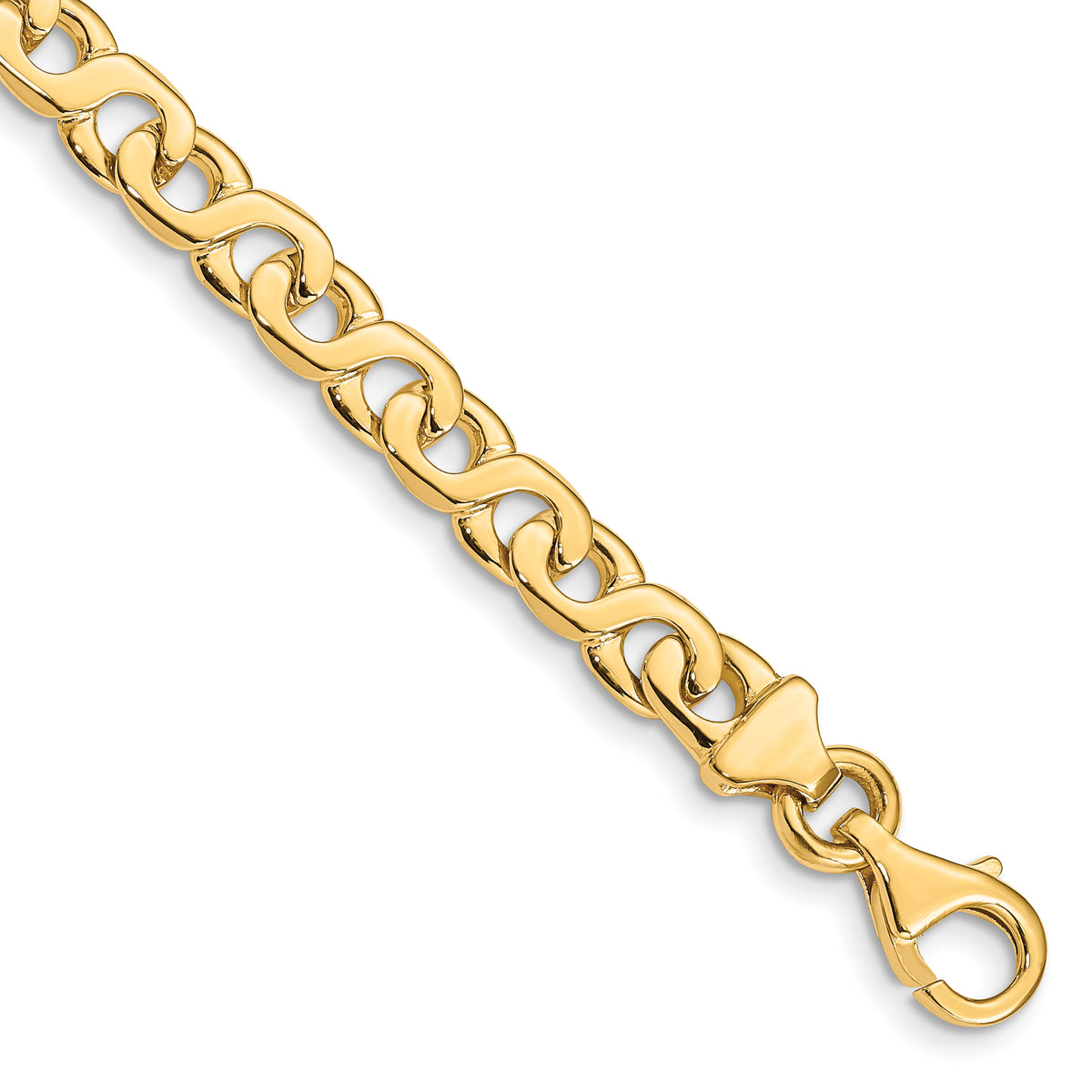 14K 6.2mm Hand Polished Fancy Link with Fancy Bracelet - 7 inch