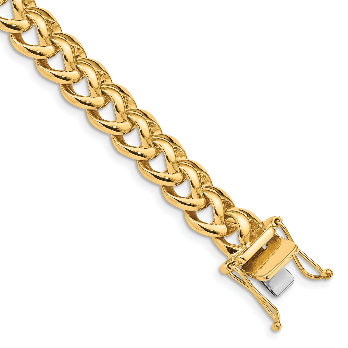 14K 8 inch 8.6mm Hand Polished Fancy Link Bracelet