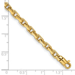 14k Yellow Gold 4.2mm Hand Polished Fancy Link Bracelet, shown with a ruler for scale - 7 in