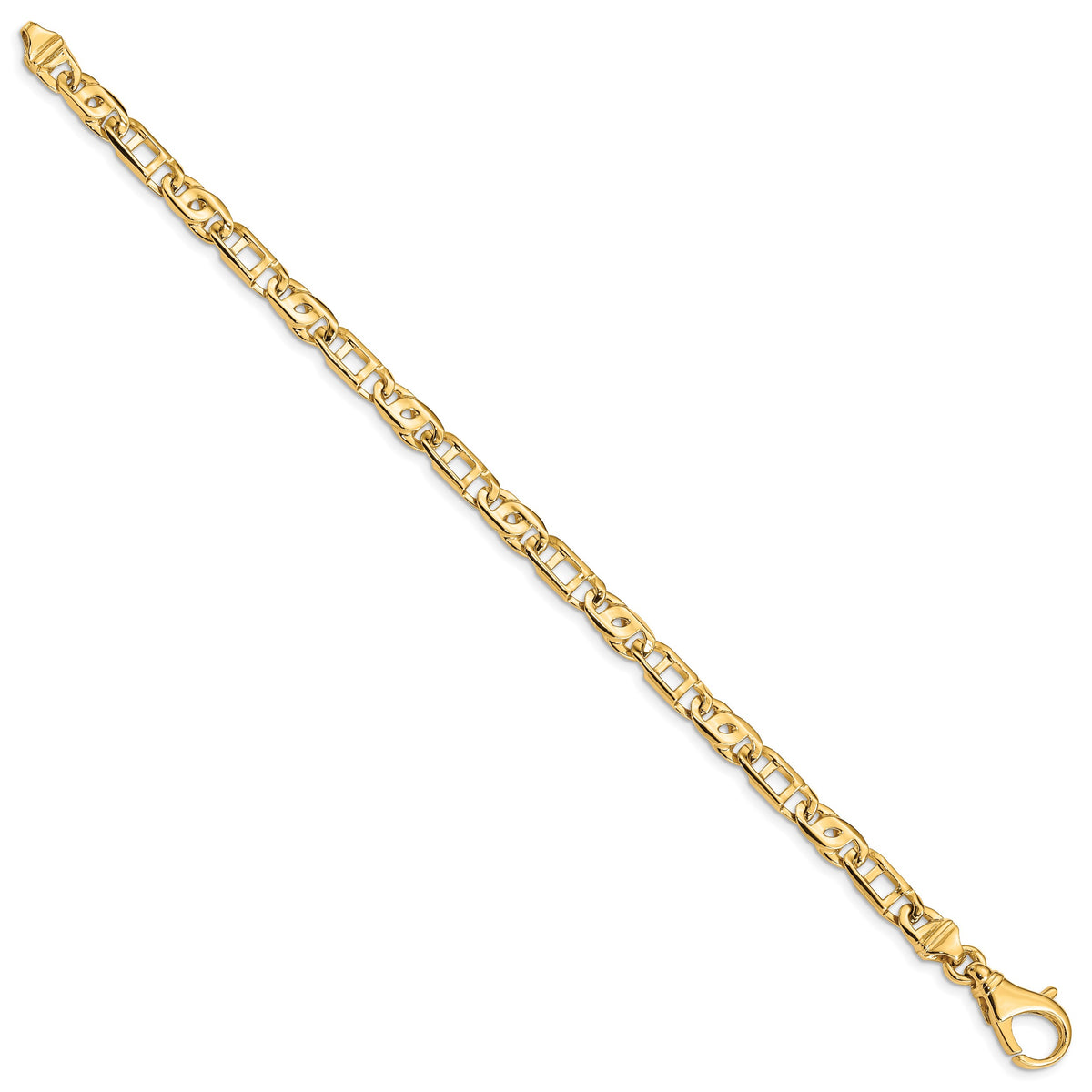 14k Yellow Gold 5.5mm Hand Polished Fancy Link Bracelet, view 2 - 7.5 in