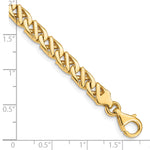 14k Yellow Gold 8 inch 6.1mm Hand Polished Fancy Link Bracelet, shown with a ruler for scale