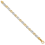 14k Two-Tone Gold 8.25 inch 6.5mm Hand Polished Fancy Link Bracelet
