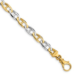 14k Two-Tone Gold 8.25 inch 6.5mm Hand Polished Fancy Link Bracelet