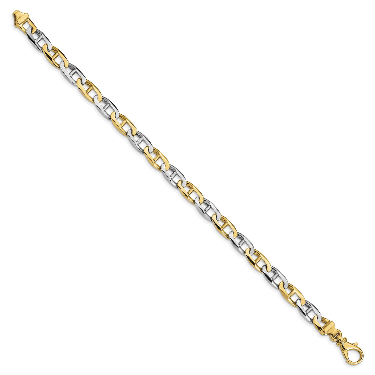 14k Two-Tone Gold 6.6mm Fancy Flat Anchor Link 8.25 inch Bracelet, view 2