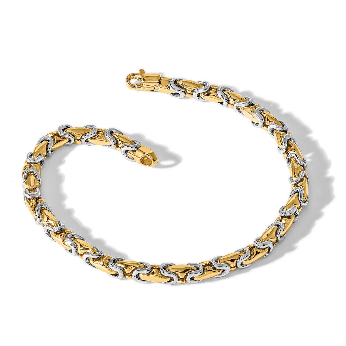 14k Two-Tone Gold 4.2mm Hand Polished Fancy Link 8 inch Bracelet, alternate view