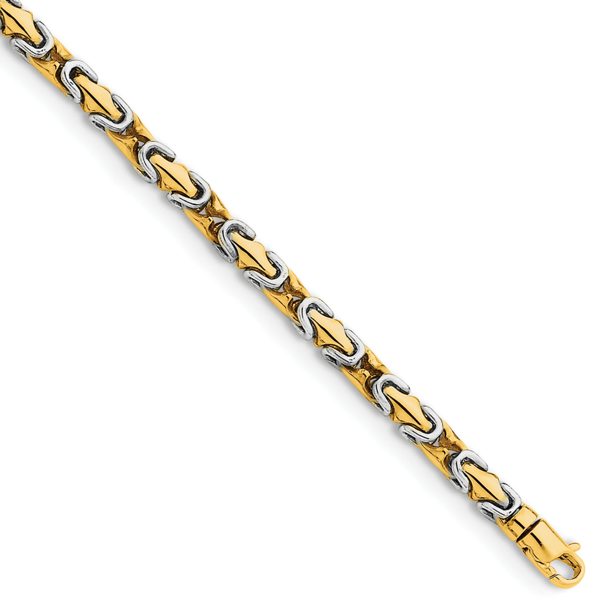 14k Two-Tone Gold 4.2mm Hand Polished Fancy Link 8 inch Bracelet
