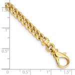 14k Yellow Gold 8 inch 4.5mm Hand Polished Fancy Link Bracelet, shown with a ruler for scale