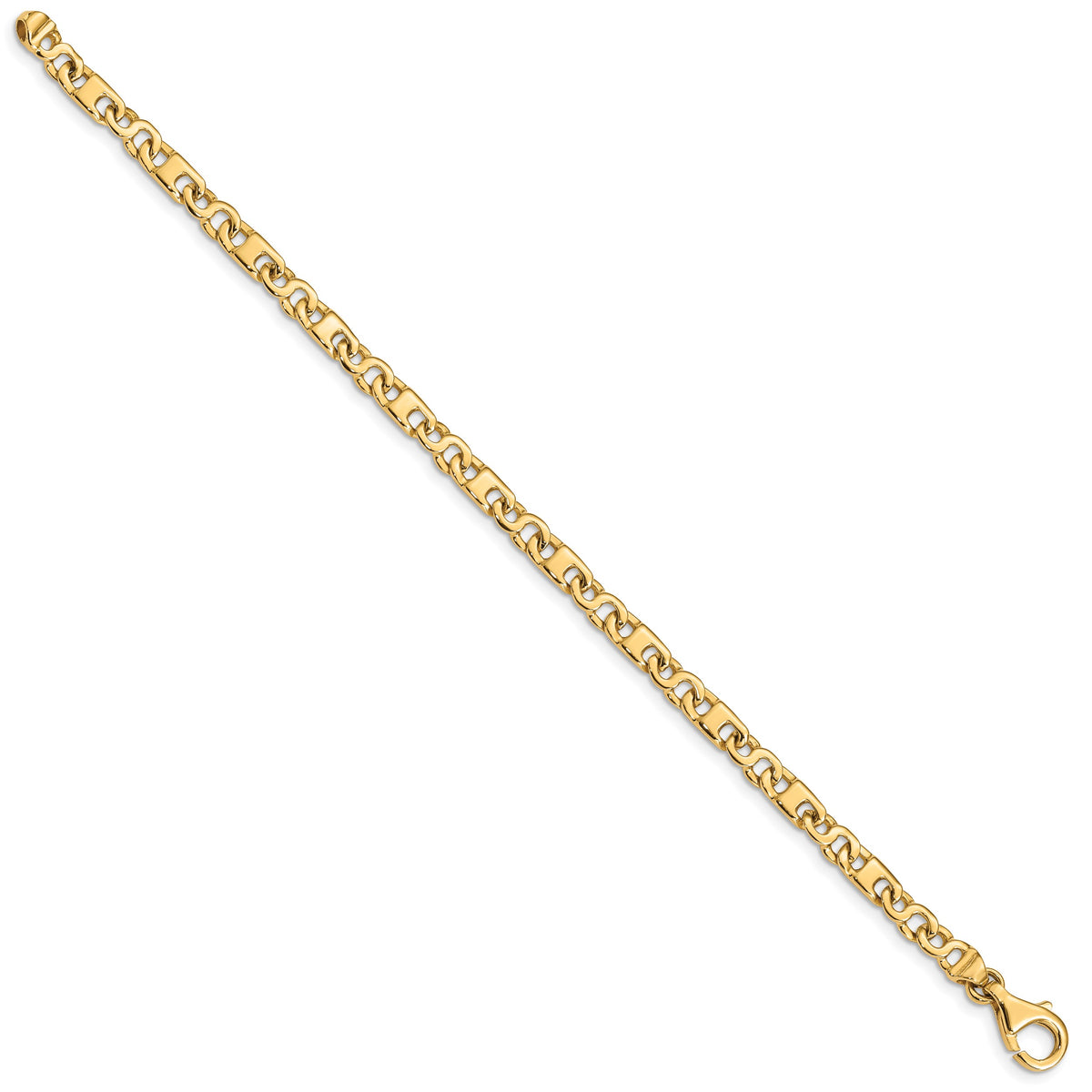 14k Yellow Gold 4.4mm Hand Polished Fancy Link Bracelet, view 2 - 7.25 in