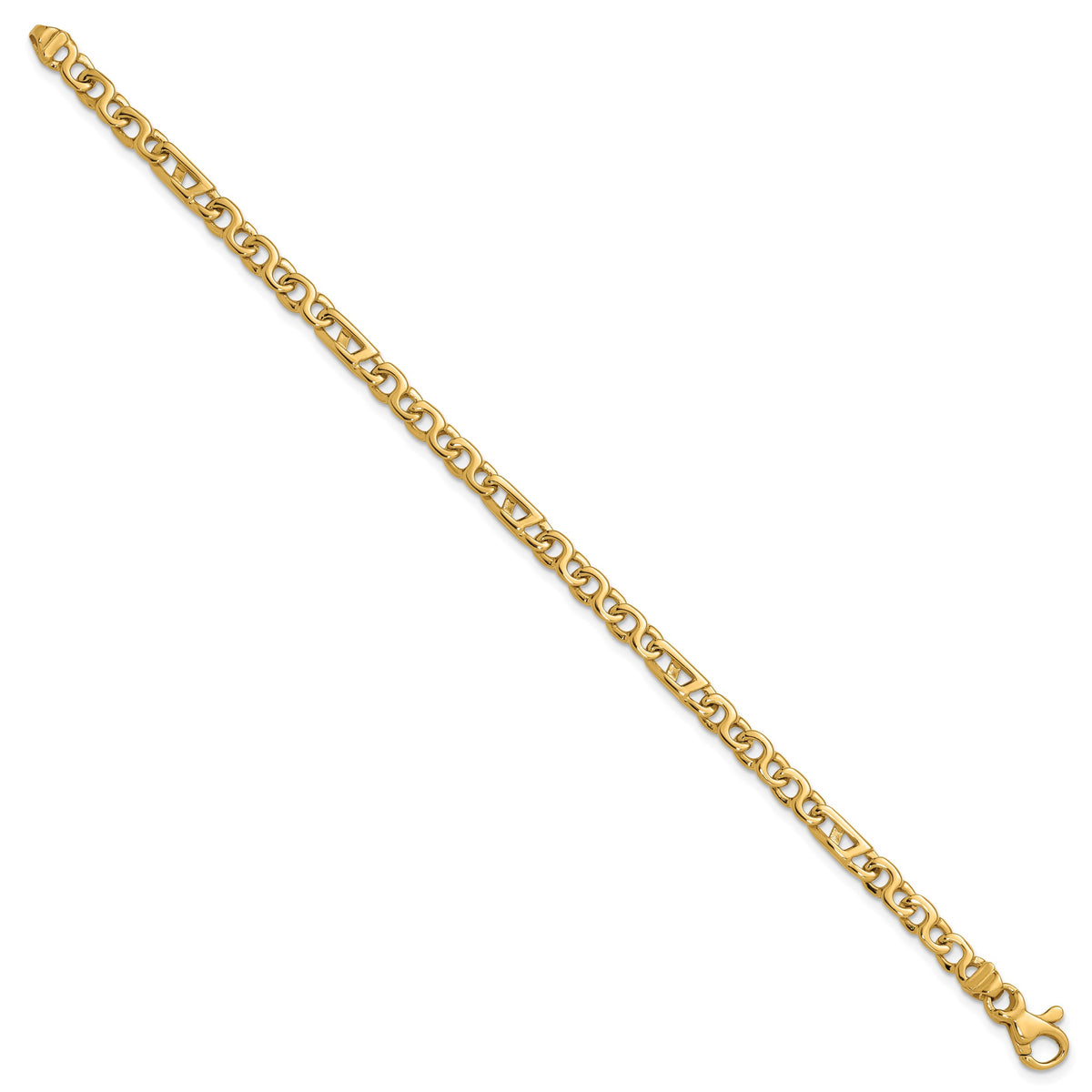 14K 4.3mm Hand Polished Fancy Link with Fancy Bracelet - 7 inch