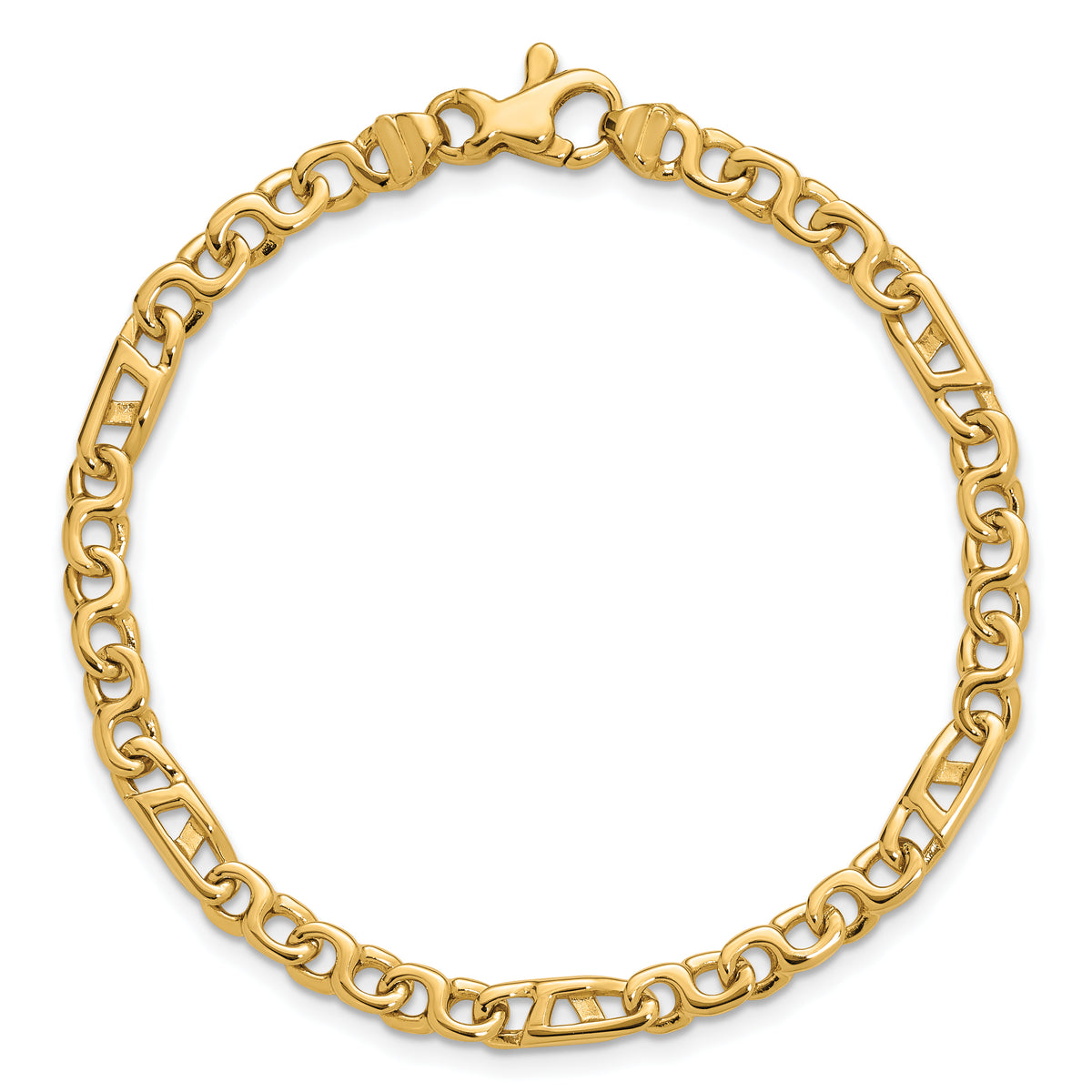 14K 4.3mm Hand Polished Fancy Link with Fancy Bracelet - 7 inch