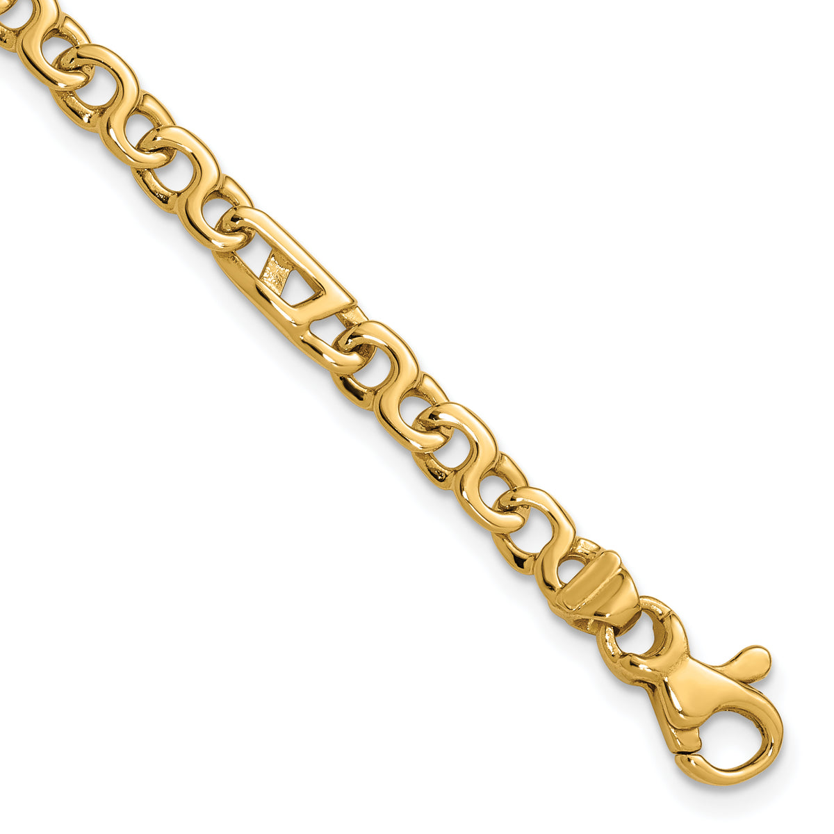 14K 4.3mm Hand Polished Fancy Link with Fancy Bracelet - 7 inch