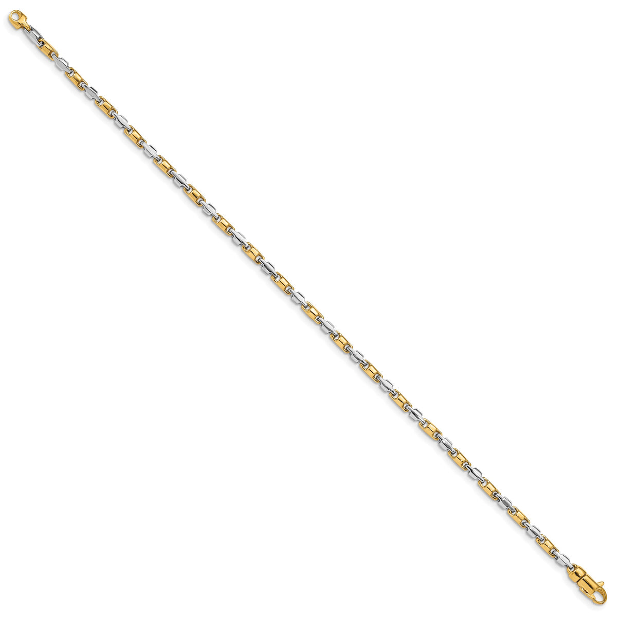 14k Two-Tone Gold 2.5mm Hand Polished Fancy Link Bracelet, view 2 - 8 in#8 in