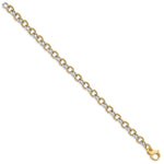 14K Two-tone 8.5 inch 6.5mm Hand Polished and Textured Fancy Link with Fancy Bracelet