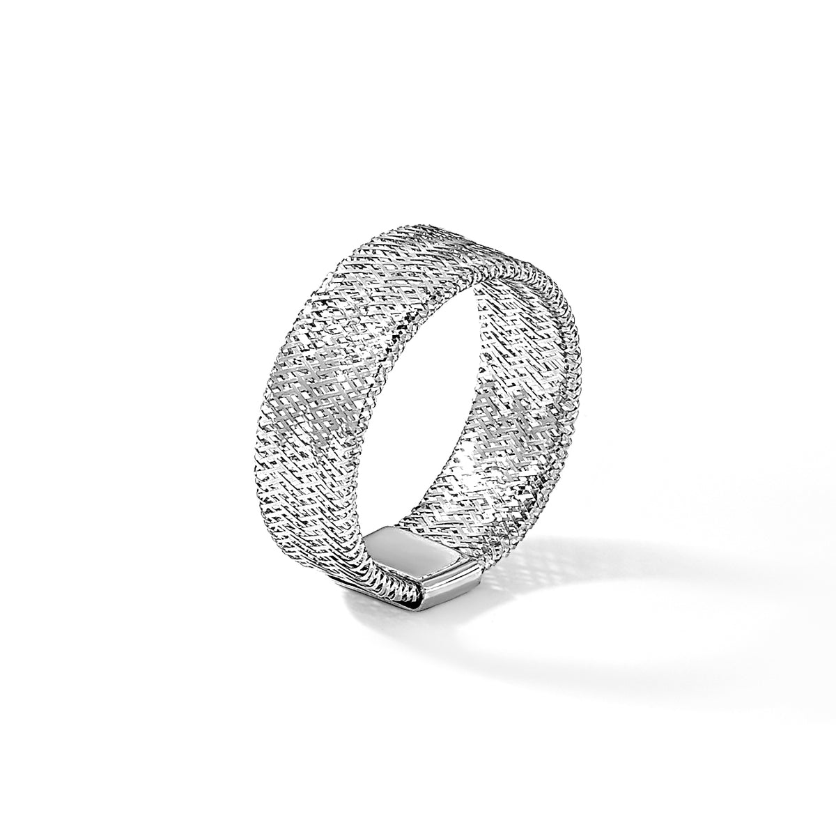 Leslie's Gold Stretch Ring - 14k Gold with White Rhodium / Rhodium Silver Tone