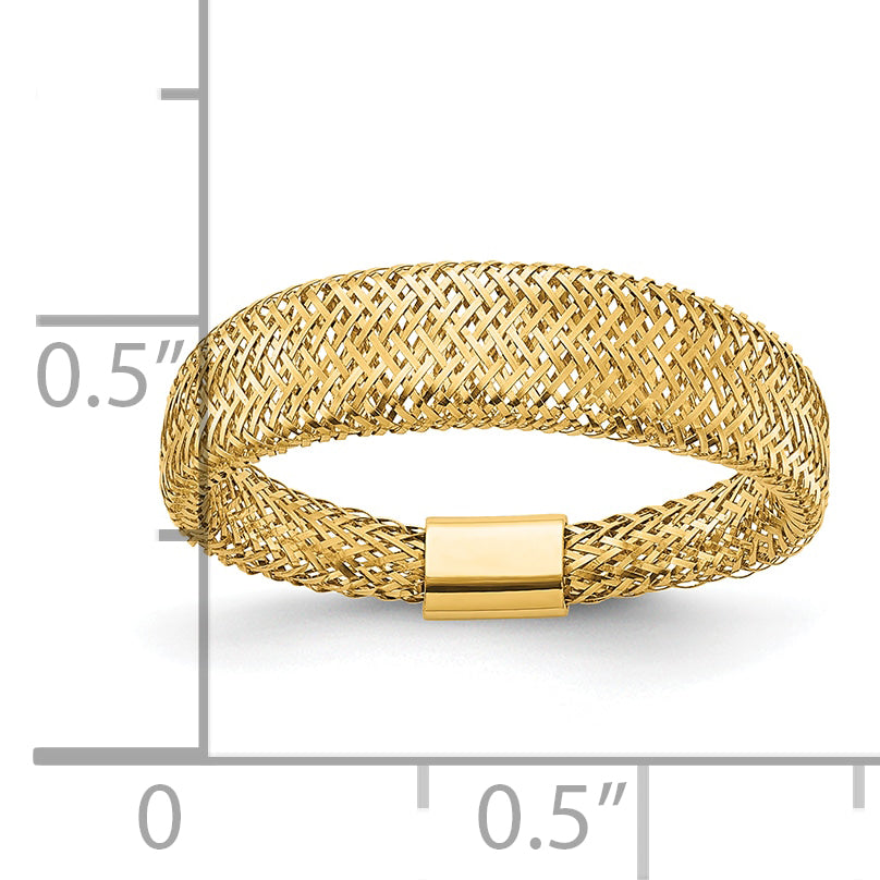 Leslie's with Plating Polished and Textured 5.25mm Mesh Stretch Ring - 14k Yellow Gold / No Plating