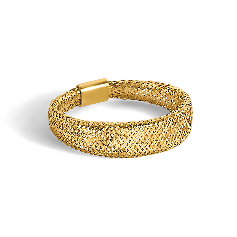 Leslie's with Plating Polished and Textured 5.25mm Mesh Stretch Ring - 14k Yellow Gold / No Plating