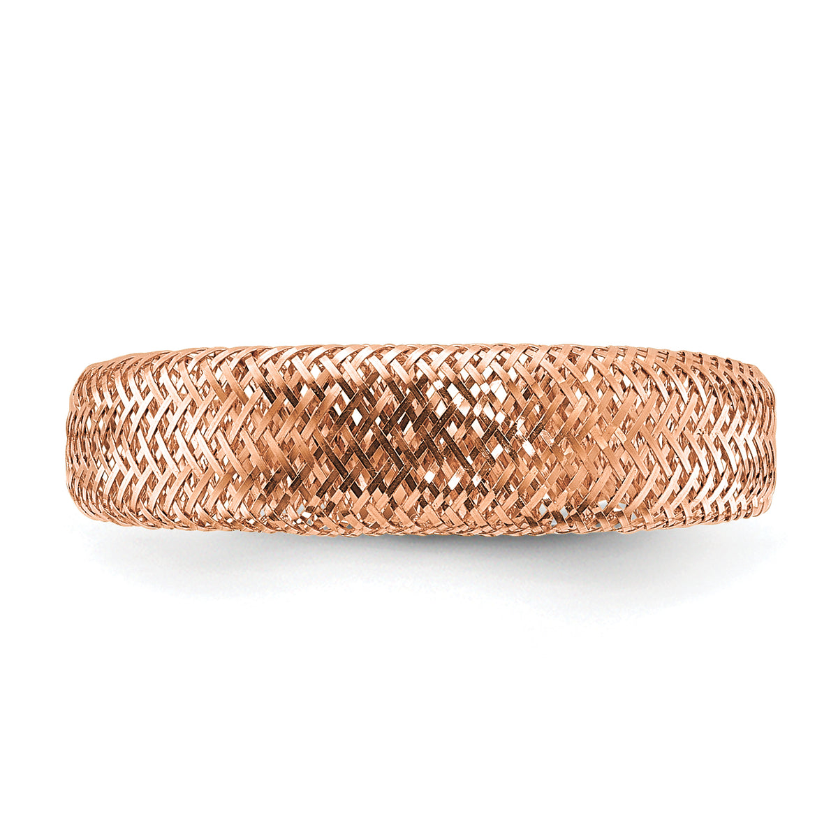 Leslie's with Plating Polished and Textured 5.25mm Mesh Stretch Ring - 14k Yellow Gold / Gold Plated Rose Tone