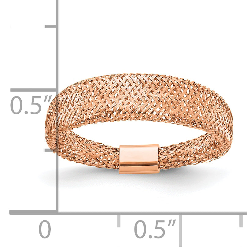 Leslie's with Plating Polished and Textured 5.25mm Mesh Stretch Ring - 14k Yellow Gold / Gold Plated Rose Tone