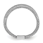 Leslie's with Plating Polished and Textured 5.25mm Mesh Stretch Ring - 14k Gold with White Rhodium / Rhodium Silver Tone