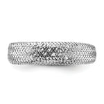 Leslie's with Plating Polished and Textured 5.25mm Mesh Stretch Ring - 14k Gold with White Rhodium / Rhodium Silver Tone