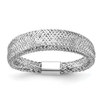 Leslie's with Plating Polished and Textured 5.25mm Mesh Stretch Ring - 14k Gold with White Rhodium / Rhodium Silver Tone