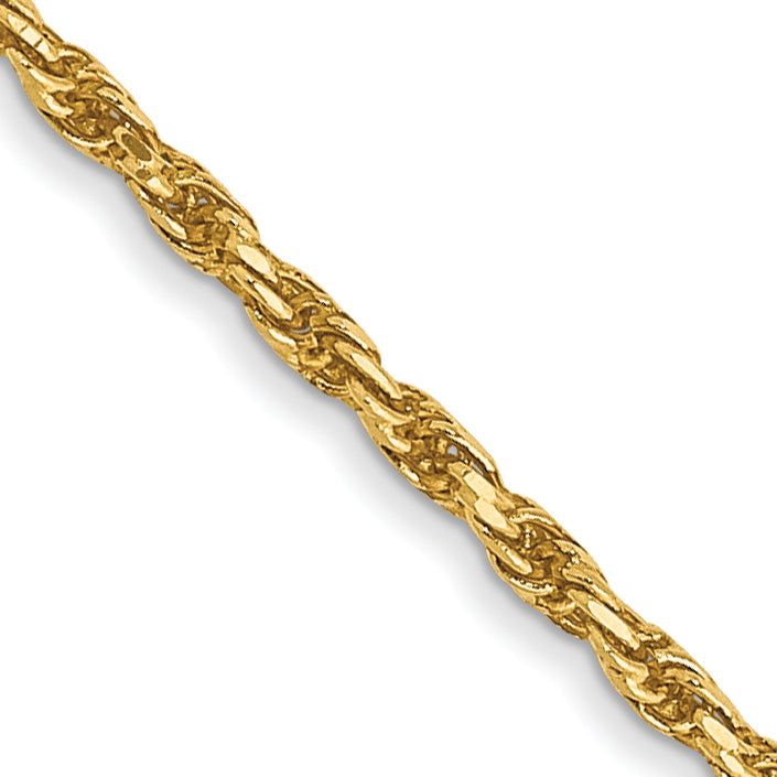 Gold (10K & 14K) Diamond-Cut Machine-Made Rope Chain - 14k Yellow Gold / 14 in / 1.3 mm