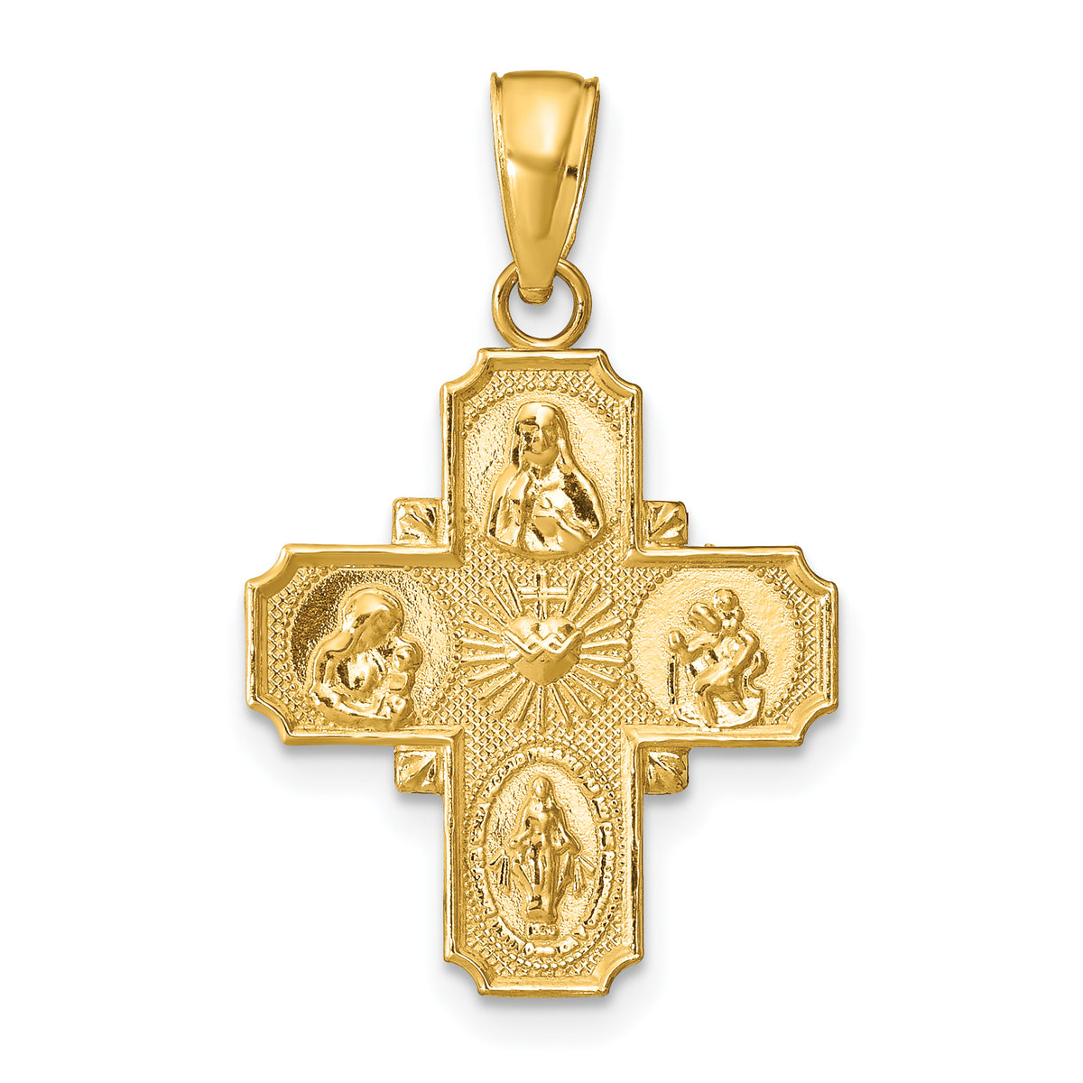 14k Yellow Gold Polished Four-Way Medal Pendant