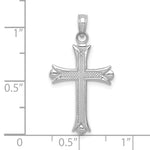 Gold Fleur de lis Cross Pendant - 14k White Gold