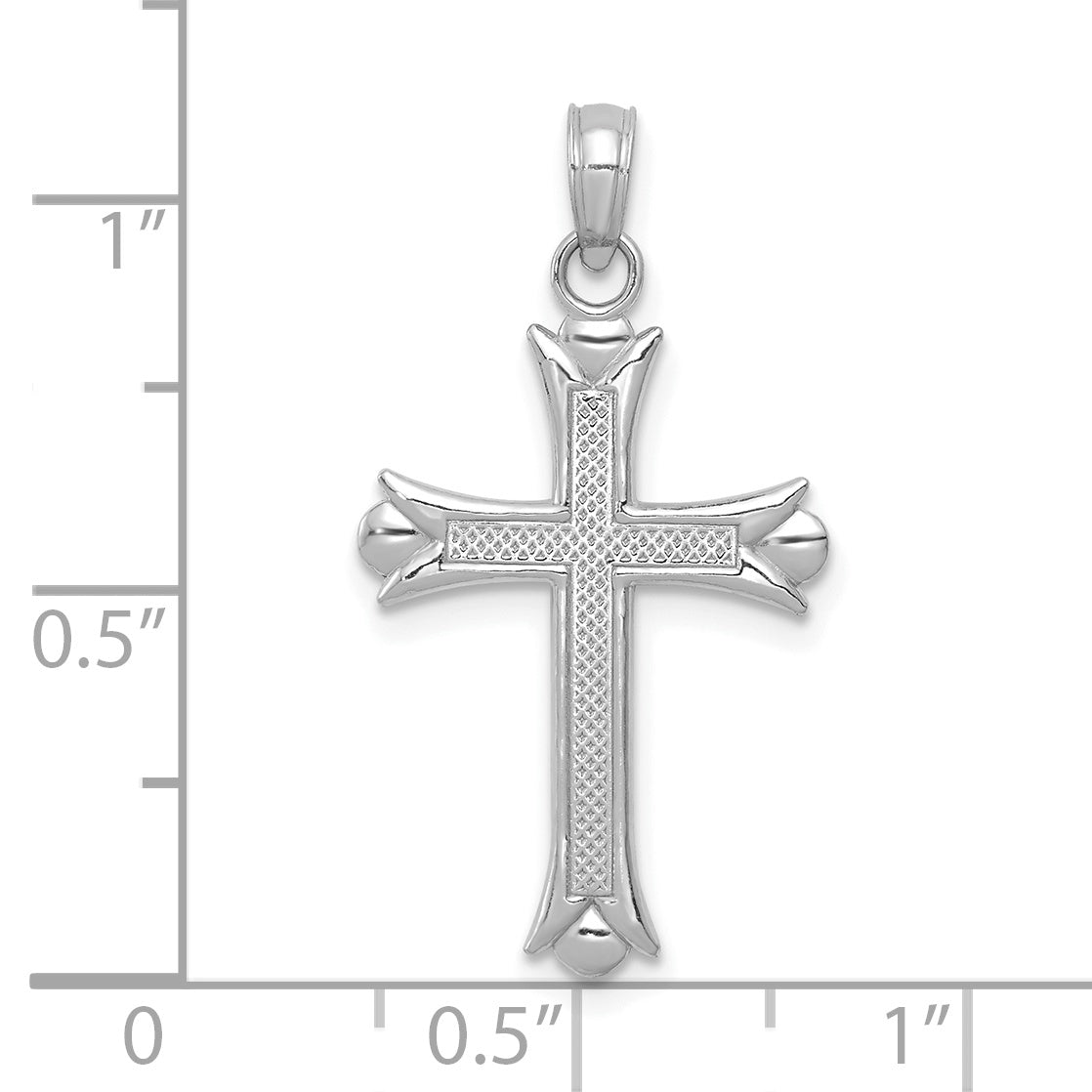 Gold Fleur de lis Cross Pendant - 14k White Gold
