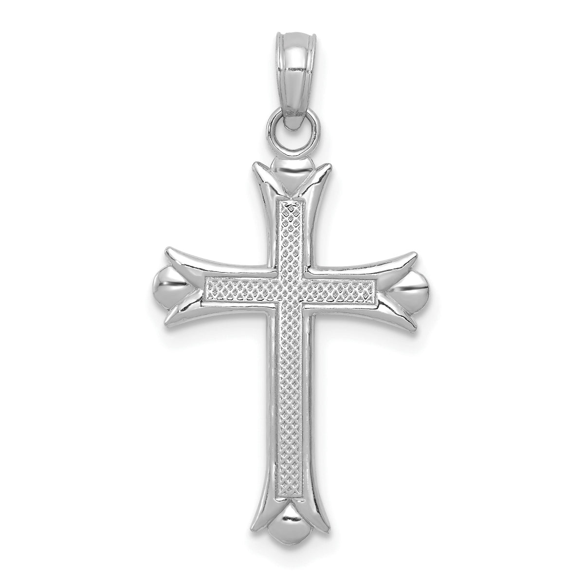 Gold Fleur de lis Cross Pendant - 14k White Gold