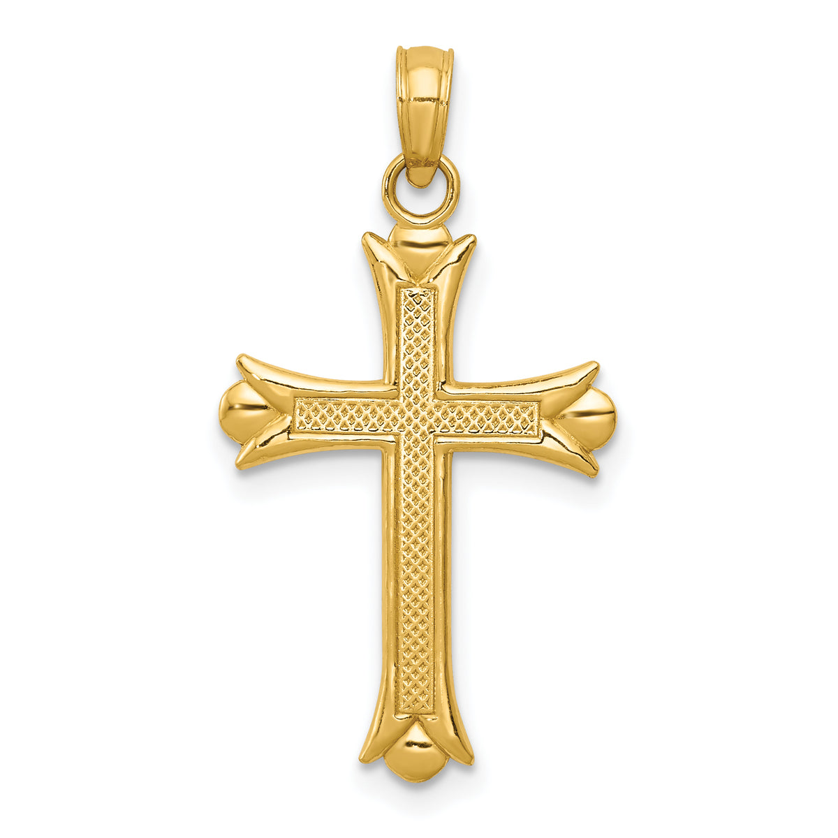 Gold Fleur de lis Cross Pendant - 14k Yellow Gold