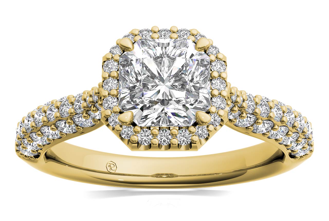 Lucy Asscher Cut Lab Grown Diamond 18Kt Yellow Gold Engagement Ring - View 3