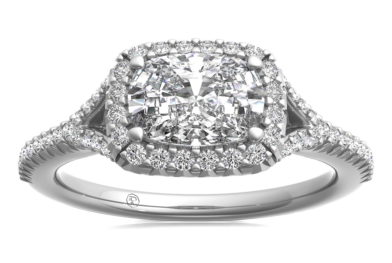 Kate Cushion Cut Lab Grown Diamond Platinum Engagement Ring - View 2