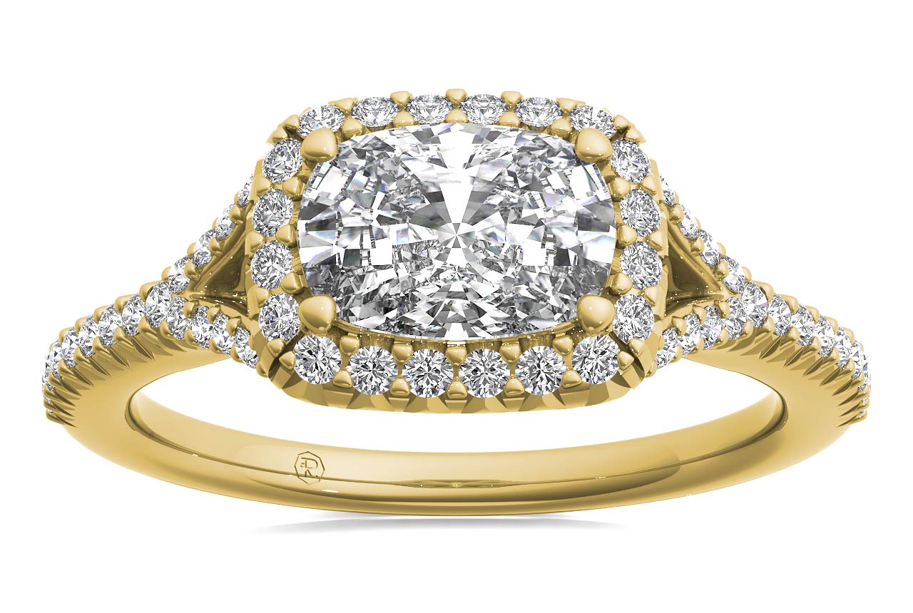 Kate Cushion Cut Lab Grown Diamond 18Kt Yellow Gold Engagement Ring - View 3