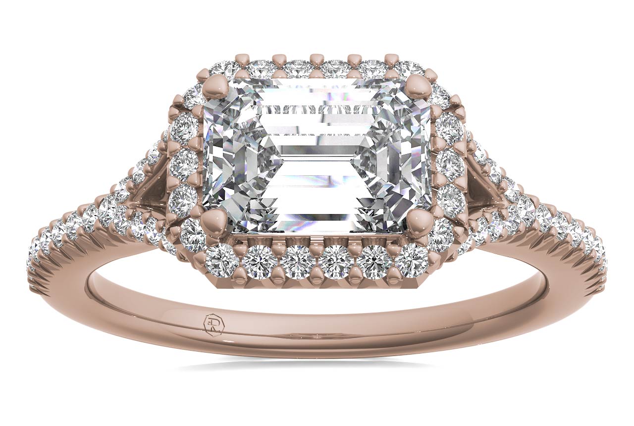 Kate Emerald Cut Lab Grown Diamond 18Kt Rose Gold Engagement Ring - View 4