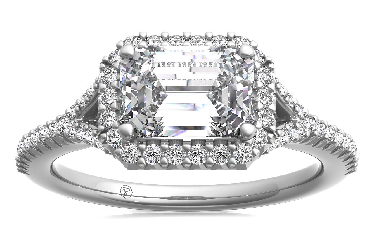Kate Emerald Cut Lab Grown Diamond 18Kt White Gold Engagement Ring - View 3