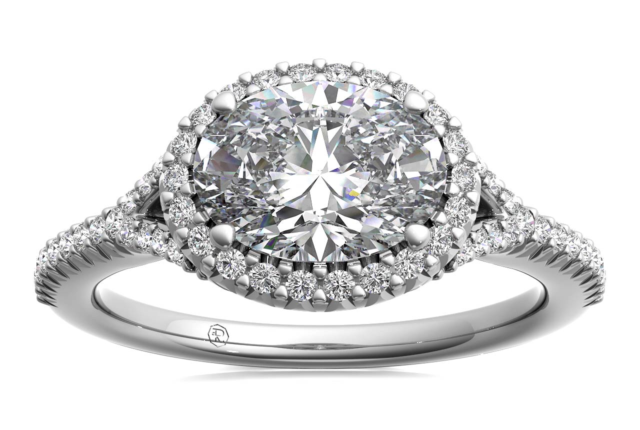 Kate Oval Cut Lab Grown Diamond Platinum Engagement Ring - View 3
