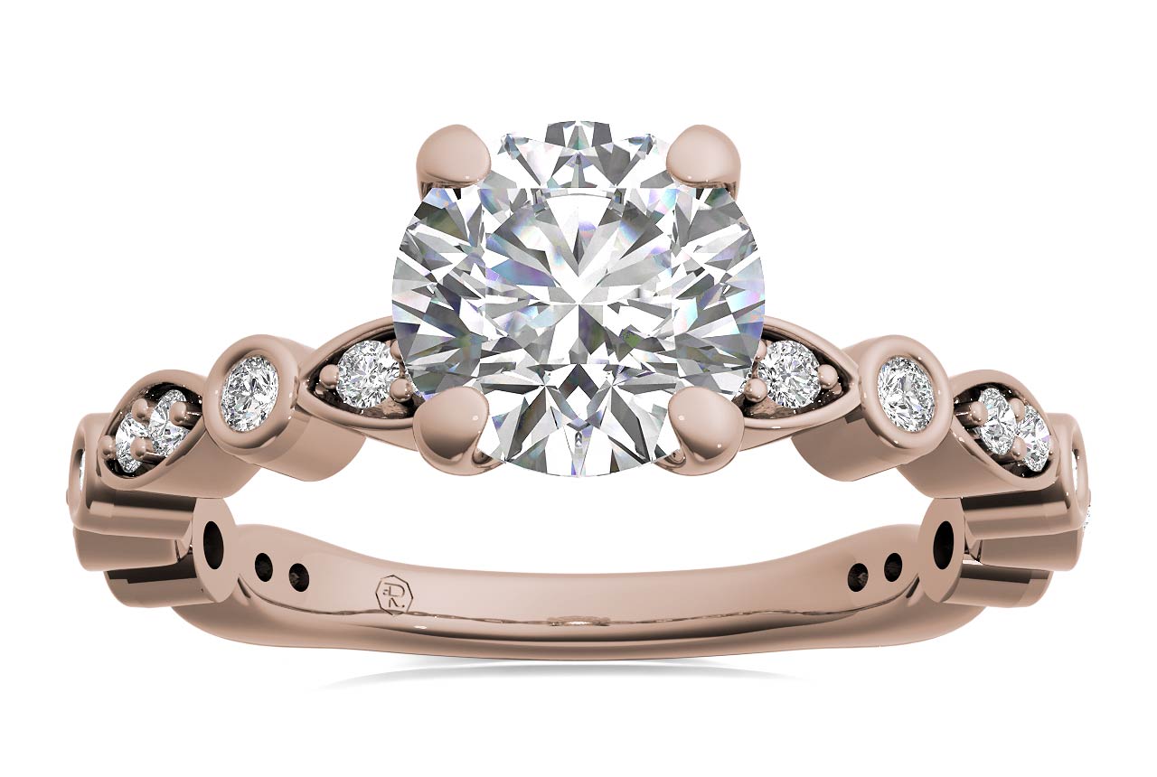 Eva Round Cut Lab Grown Diamond 18Kt Rose Gold Engagement Ring - View 3