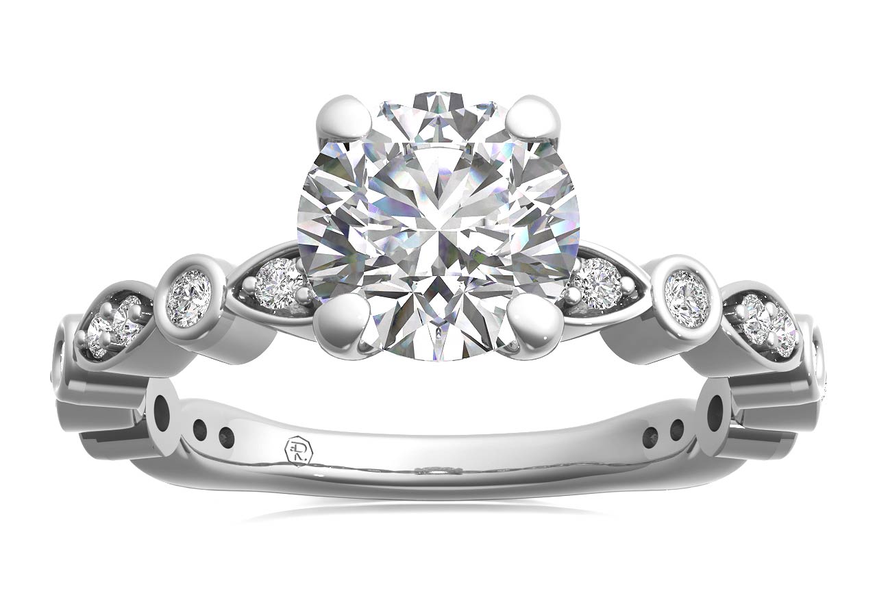 Eva Round Cut Lab Grown Diamond 18Kt White Gold Engagement Ring - View 3