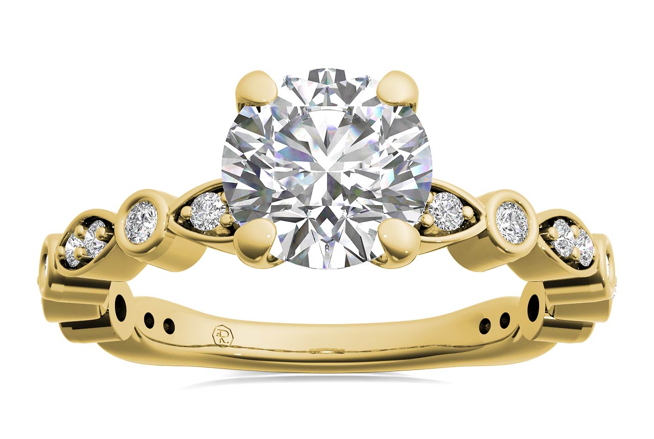 Eva Round Cut Lab Grown Diamond 18Kt Yellow Gold Engagement Ring - View 3