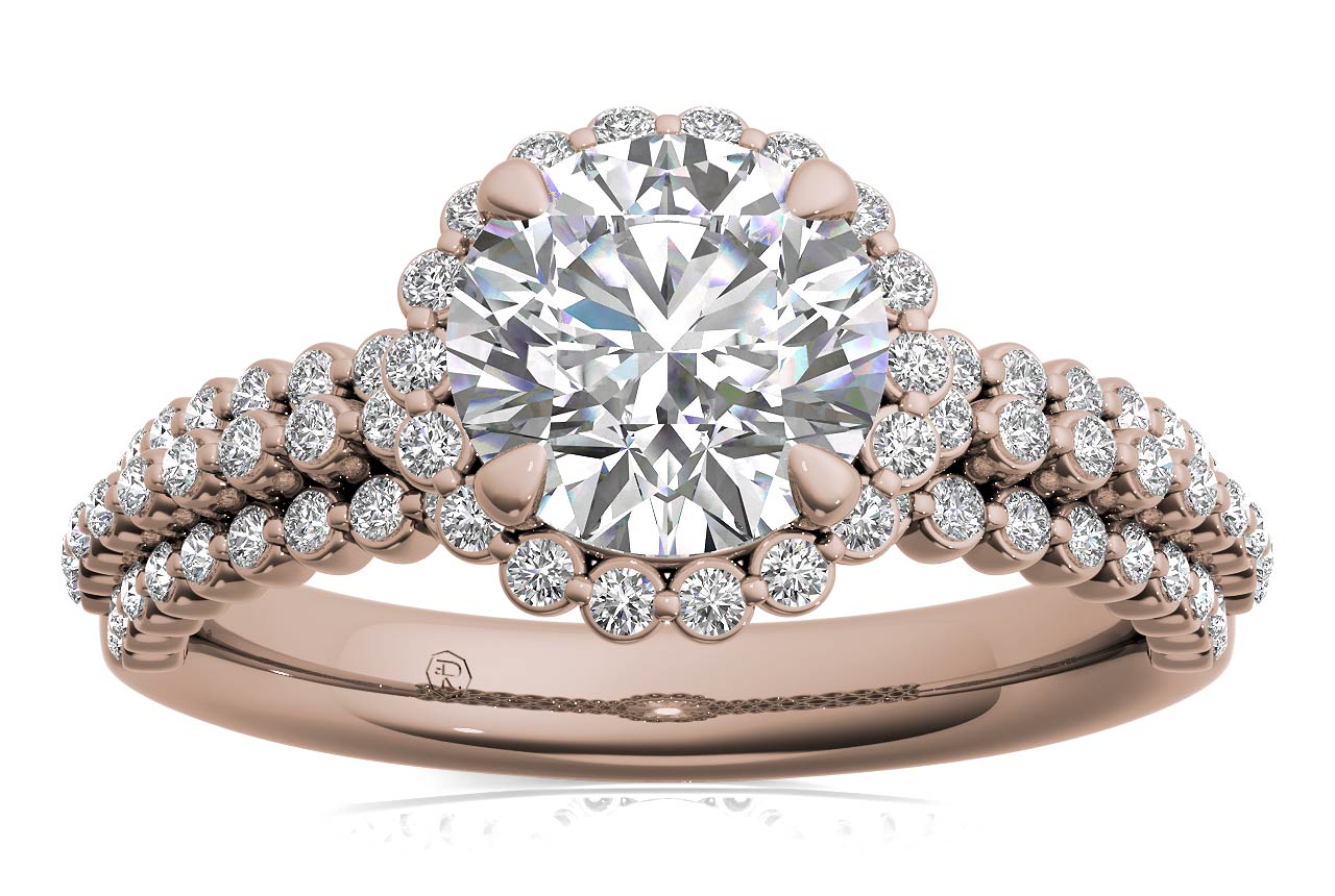 Jocelyn Round Cut Lab Grown Diamond 18Kt Rose Gold Engagement Ring - View 3
