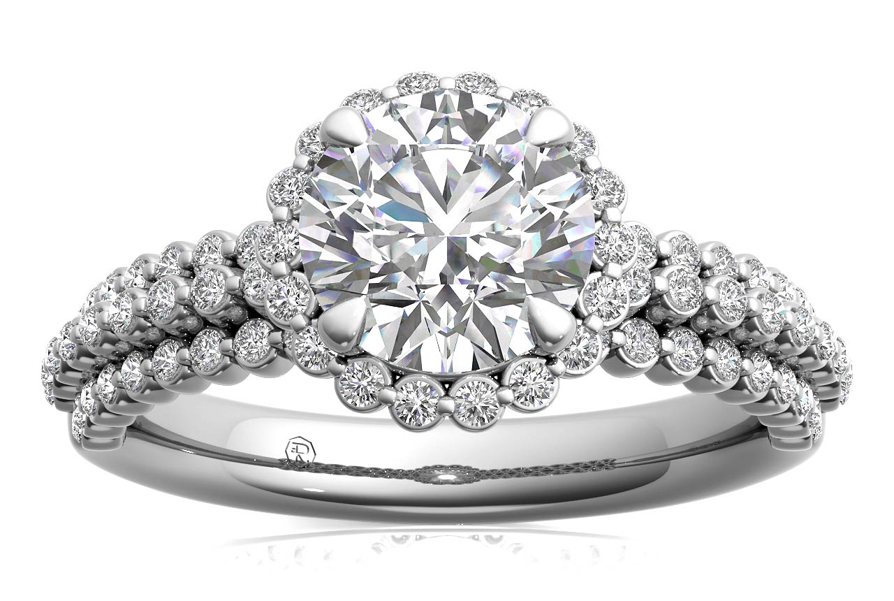 Jocelyn Round Cut Lab Grown Diamond 14Kt White Gold Engagement Ring - View 3